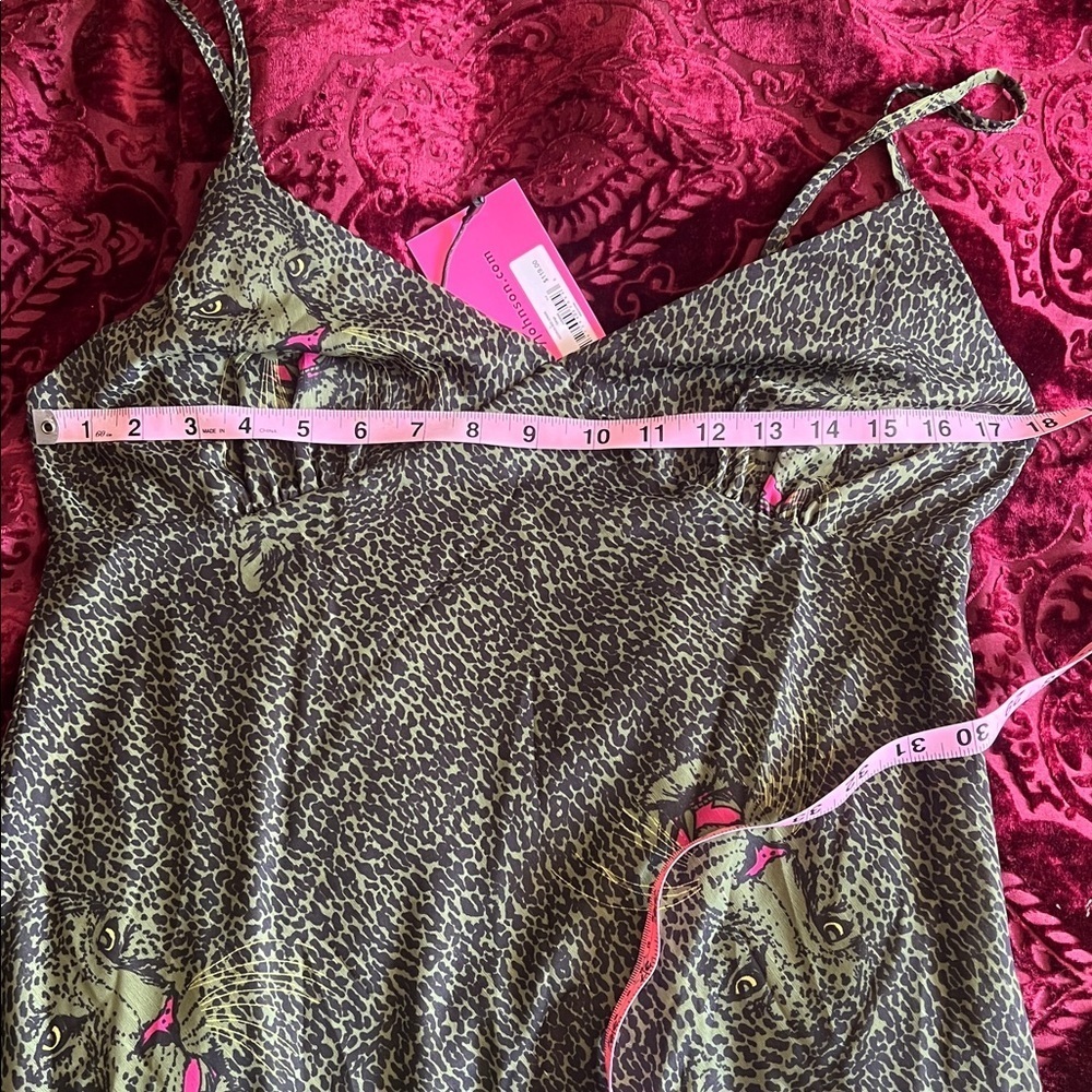 Betsey Johnson Addison Midi Green Leopard Midi Dress L - Picture 8 of 10